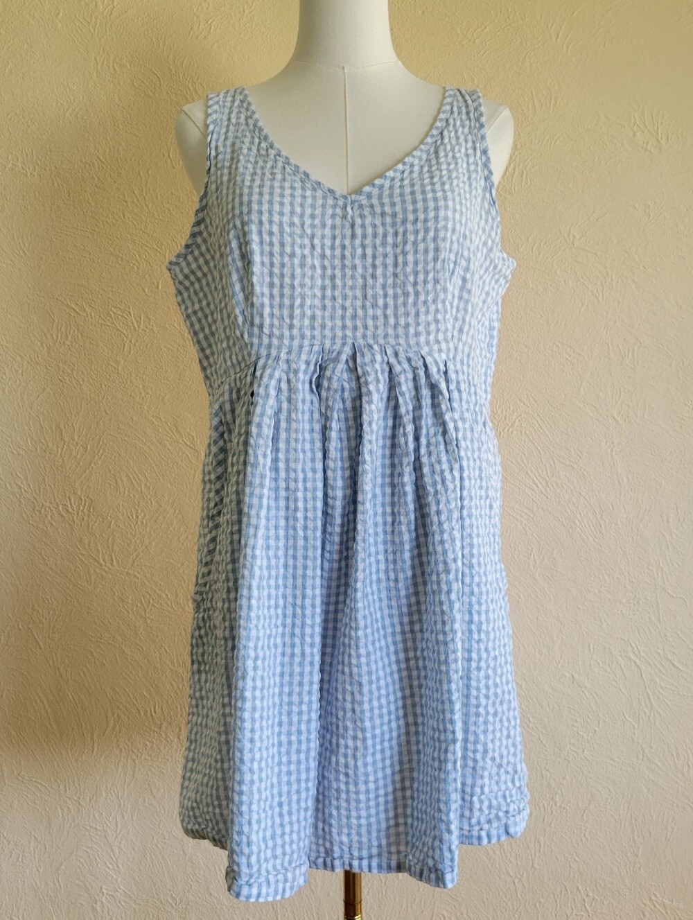 Blue & White Gingham Babydoll Summer Dress